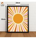 Ver imagem 2 de Quadro Ilustração Sol Radiante Minimalista 33x24cm c/ Vidro Preto