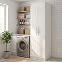 Ver imagem 1 de Armário Multiuso Davi 2 Portas 4 Prateleiras MDP 50cm Branco