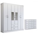 Ver imagem 3 de Guarda-roupa Casal Melanie 6 Portas 2 Gavetas e Espelho com Cômoda 10 Gavetas Branco - Panorama Móve
