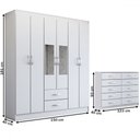 Ver imagem 4 de Guarda-roupa Casal Melanie 6 Portas 2 Gavetas e Espelho com Cômoda 10 Gavetas Branco - Panorama Móve