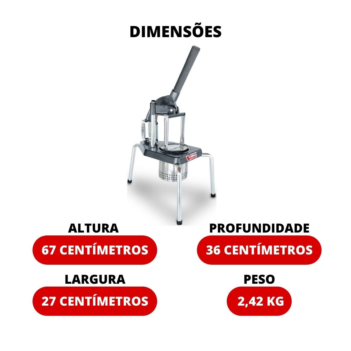 Amassador de Batatas Legumes Torresmo Industrial Médio - Vitalex - 3