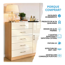Ver imagem 5 de Cômoda 5 Gavetas 1 Porta 90cm Miami CO901 Cor Cinamomo/Off White - Fellicci Móveis