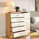 Ver imagem 4 de Cômoda 5 Gavetas 1 Porta 90cm Miami CO901 Cor Cinamomo/Off White - Fellicci Móveis