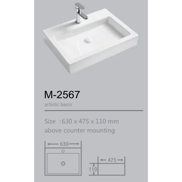 Cuba Sobrepor de cerâmica para banheiro/lavabo 63x47x11 cm - 4