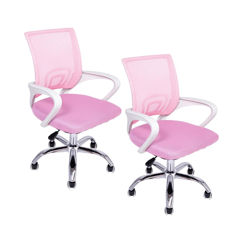 Kit 2 Cadeiras de Escritório Begonia Mesh Ergonômico Rosa + E-book
