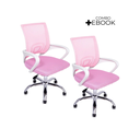 Ver imagem 2 de Kit 2 Cadeiras de Escritório Begonia Mesh Ergonômico Rosa + E-book