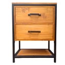 Ver imagem 2 de Mesa de Cabeceira Estilo Industrial - 2 Gavetas e 1 Prateleira - Ferro Preto Eletrostático e Madeira