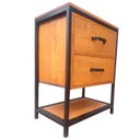 Ver imagem 4 de Mesa de Cabeceira Estilo Industrial - 2 Gavetas e 1 Prateleira - Ferro Preto Eletrostático e Madeira