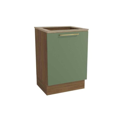 Balcão de Cozinha Botanic M629 1 Porta 60cm p/ Cooktop - Kappesberg Nogueira/Oliva/Nogueira -