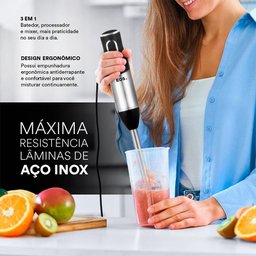Mixer 3 Em 1 EOS EMX02 2 Velocidades 600W Inox com Preto 220V - 3