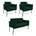 Ver imagem 1 de Namoradeira e 2 Poltronas Pé Ferro Preto Marisa Bouclê Verde D03 - D’Rossi
