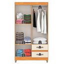 Ver imagem 3 de Guarda-roupa Solteiro Dória 4 Portas 2 Gavetas Cinamomo/off White - Pnr Móveis