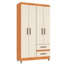 Ver imagem 2 de Guarda-roupa Solteiro Dória 4 Portas 2 Gavetas Cinamomo/off White - Pnr Móveis