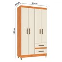 Ver imagem 4 de Guarda-roupa Solteiro Dória 4 Portas 2 Gavetas Cinamomo/off White - Pnr Móveis