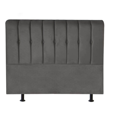 Cabeceira Estofada Kiara 195cm King Size Box Quarto Suede Cinza Escuro Grafite - Gat Magazine