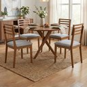Ver imagem 2 de Mesa de Jantar Redonda Cacau com 4 Cadeiras Estofadas Juparana Linho Cinza Ornar