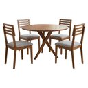 Ver imagem 1 de Mesa de Jantar Redonda Cacau com 4 Cadeiras Estofadas Juparana Linho Cinza Ornar