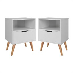 Mesa de Cabeceira Grécia com Gaveta Quarto Decoração Branco - 4