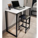 Ver imagem 2 de Escrivaninha Mesa Escritório com Banco Slim 90cm Industrial Yescasa Branco E Preto