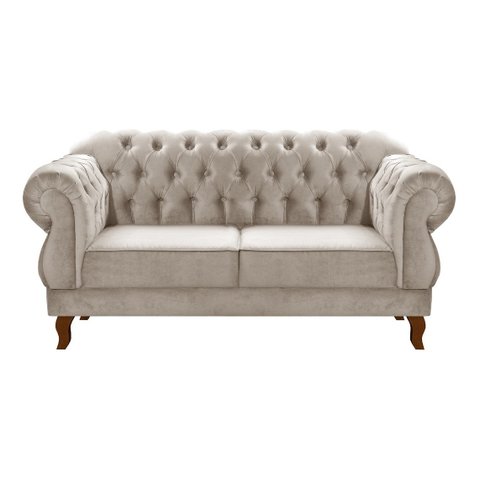 Sofá Chesterfield Capitonê Elisabeth Duquesa 2 Lugares - Suede Bege