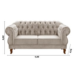 Sofá Chesterfield Capitonê Elisabeth Duquesa 2 Lugares - Suede Bege - 3