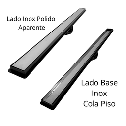 Ralo de Banheiro 5x100 Seca o Piso Invisível Inox 2 em 1 Coletor Preto Saídas 40mm e Tela (5cm X 100 - 5