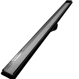 Ralo de Banheiro 5x100 Seca o Piso Invisível Inox 2 em 1 Coletor Preto Saídas 40mm e Tela (5cm X 100 - 3