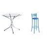 Conjunto Mesa de Vidro Redonda 4150 e Banqueta Alta Espresso Móveis - 1