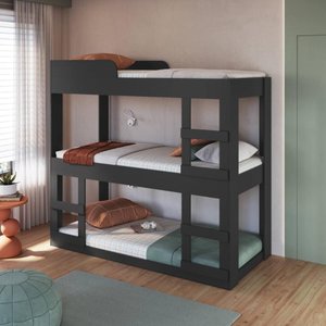 Cama Treliche Infantil 195cm X 184,5cm com Escada Lateral Cor:grafite