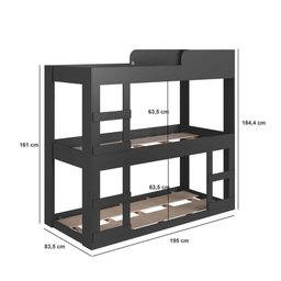 Cama Treliche Infantil 195cm X 184,5cm com Escada Lateral Cor:grafite - 4