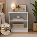 Ver imagem 3 de Kit 02 Mesas de Cabeceira Moderna com Prateleira em MDF Branco - Pea Móveis
