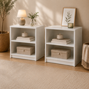 Ver imagem 1 de Kit 02 Mesas de Cabeceira Moderna com Prateleira em MDF Branco - Pea Móveis