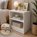 Ver imagem 4 de Kit 02 Mesas de Cabeceira Moderna com Prateleira em MDF Branco - Pea Móveis
