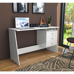 Escrivaninha Maceió com 3 Gavetas e 1 Nicho - Branco - 1