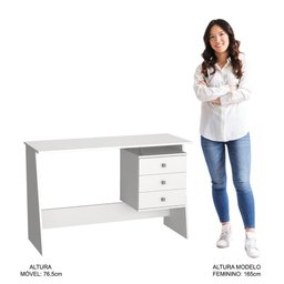 Escrivaninha Maceió com 3 Gavetas e 1 Nicho - Branco - 5