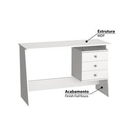 Escrivaninha Maceió com 3 Gavetas e 1 Nicho - Branco - 2