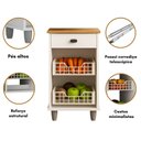 Ver imagem 5 de Fruteira 2 Cestos 1 Gaveta Aurora 79cm X 36cm X 33cm