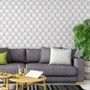 Ver imagem 3 de Papel de Parede Adesivo Estofado Branco Sofá Botão 2,80m