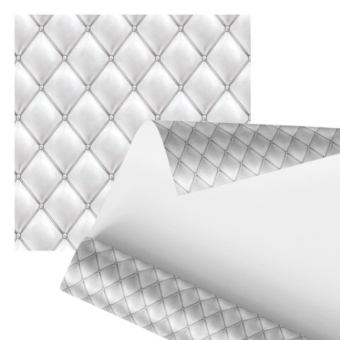 Papel de Parede Adesivo Estofado Branco Sofá Botão 2,80m