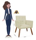 Ver imagem 3 de Kit 2 Poltronas Decorativa Camila Couro Bege Pés Madeira Mz Decor