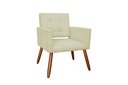 Ver imagem 2 de Kit 2 Poltronas Decorativa Camila Couro Bege Pés Madeira Mz Decor