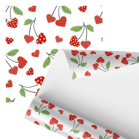 Papel de Parede Adesivo Corações Cereja Vermelho 2,80m