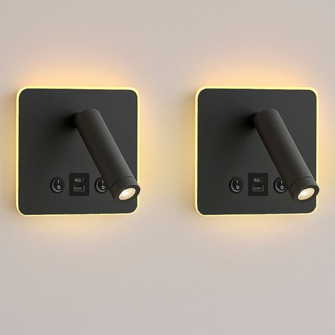 2 Arandela de Leitura Foco Móvel Led Usb e Usb-c Sala Bet84