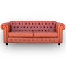 Sofá Chesterfield 3 Lugares Couro Sintético Luxo Marrom - 6