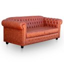 Ver imagem 1 de Sofá Chesterfield 3 Lugares Couro Sintético Luxo Marrom