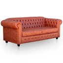 Ver imagem 5 de Sofá Chesterfield 3 Lugares Couro Sintético Luxo Marrom
