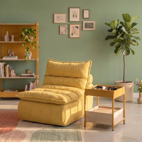 Poltrona Reclinável Sync Kappesberg 90cm Boucle Mostarda