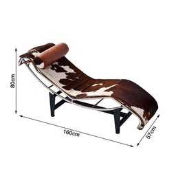 Chaise Lc-4 Cromada em Couro Vaquejado Branco e Marrom Cor Branco - 2