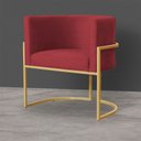 Ver imagem 3 de Kit 2 Poltronas Decorativa Sala de Estar Luana Base Gold Veludo Vermelho - Montanaris Decor Md Monta