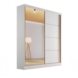 Guarda-roupa Solteiro Espelho 1,80m 100%mdf - Veneza-branco - Bianchi Móveis - 1